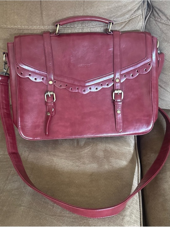 Ecosusi Handbags - Ecosusi Red Burgundy faux leather satchel messenger bag